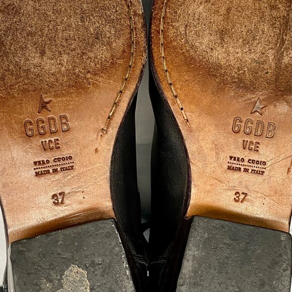 Golden Goose Deluxe Viand Leather Ankle Boots Black 37 Exposed Zip Closure - Picture 9 of 9